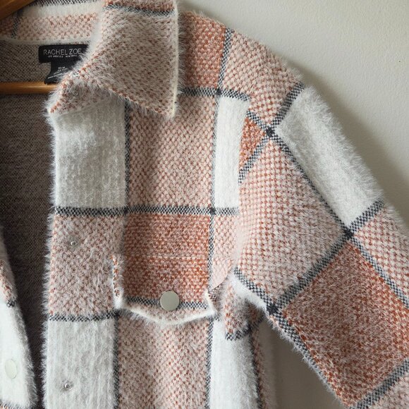 EUC RACHEL ZOE SUPER SOFT PLAID BUTTONED SHACKET SIZE M - Picture 4 of 13